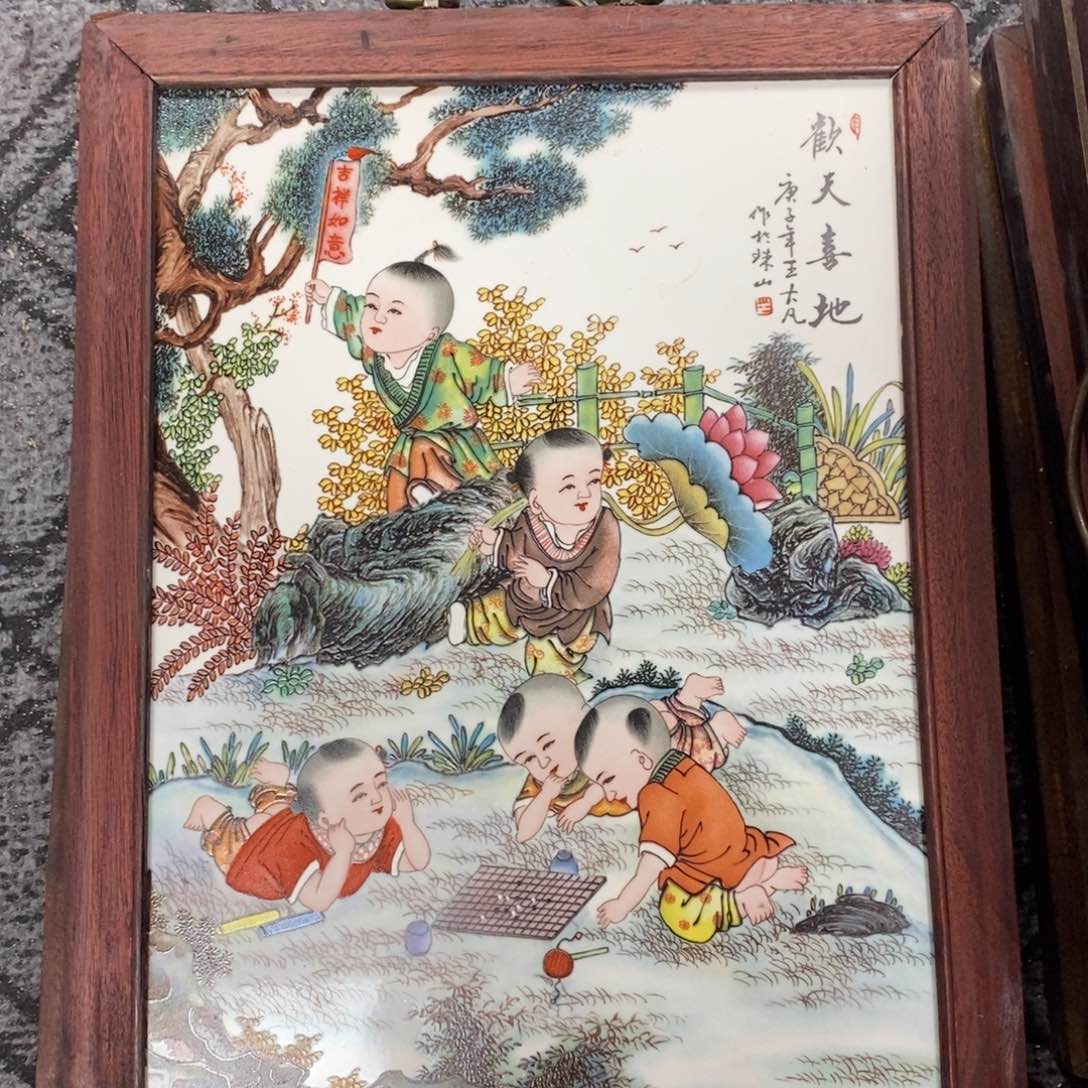 瓷片37*28 景德镇瓷板画柴窑烧制