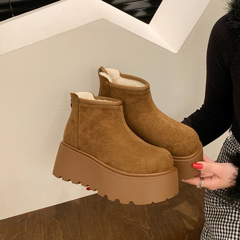 【楠呱】增高厚底马丁靴女2025冬季新款加绒保暖防滑时尚雪地靴 