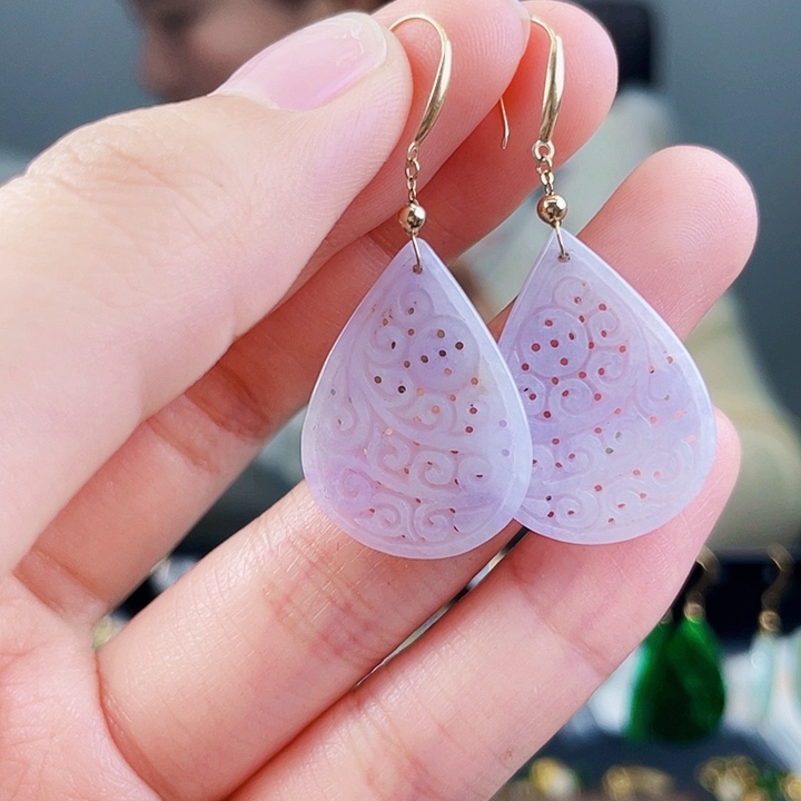 翡翠耳饰18K金镶嵌饰品