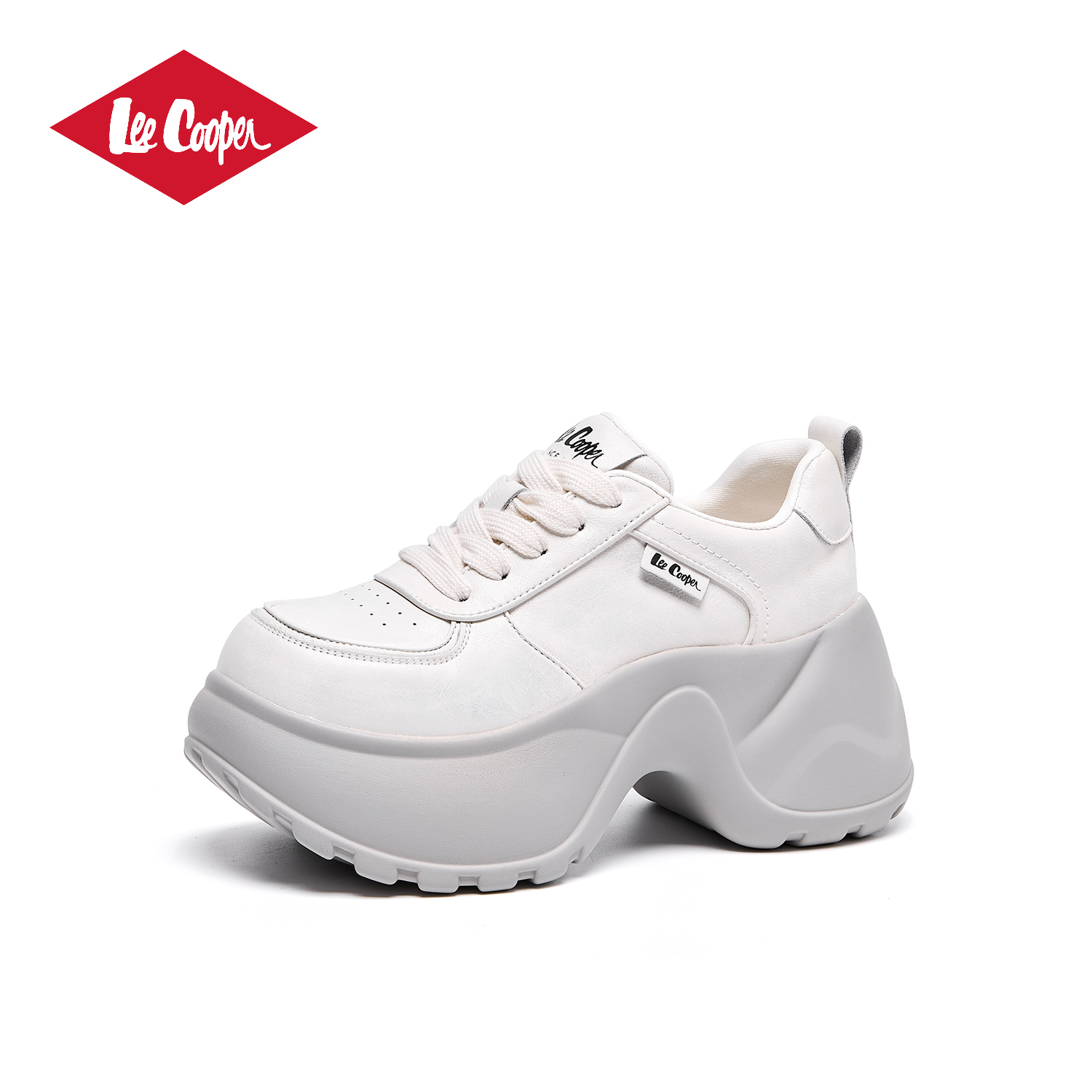 Lee Cooper25秋季新款网红休闲鞋黑白拼色松糕厚底女鞋内增高板鞋