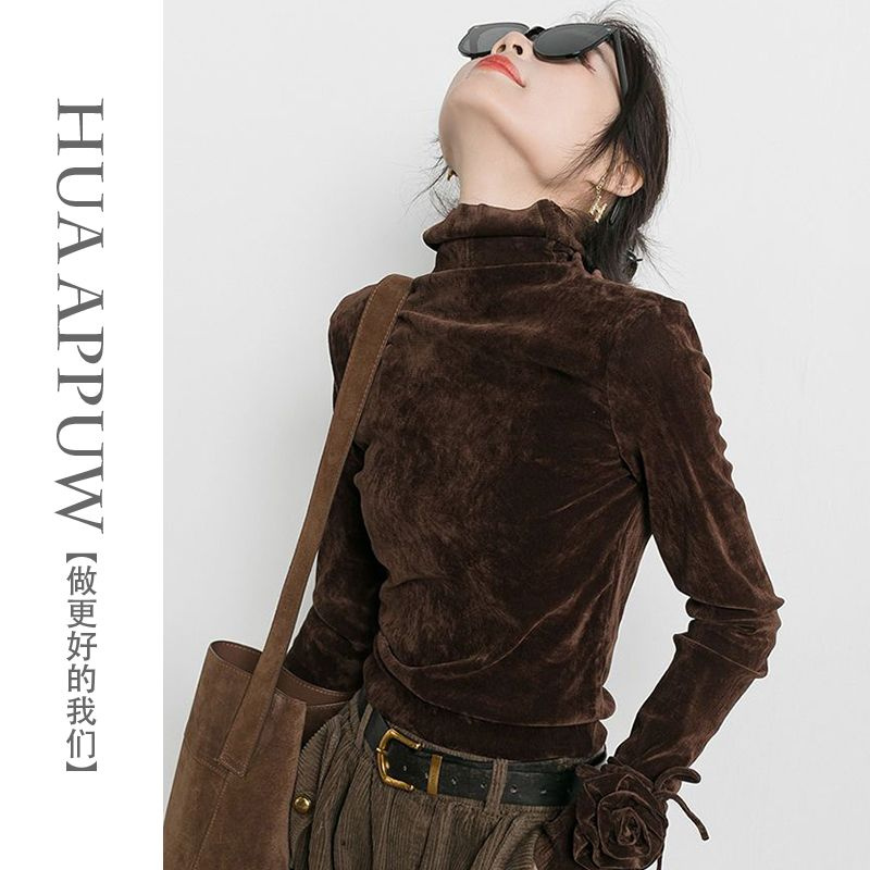 2025秋冬新款法式小香风丝绒打底衫女设计感小众纯欲慵懒风女装