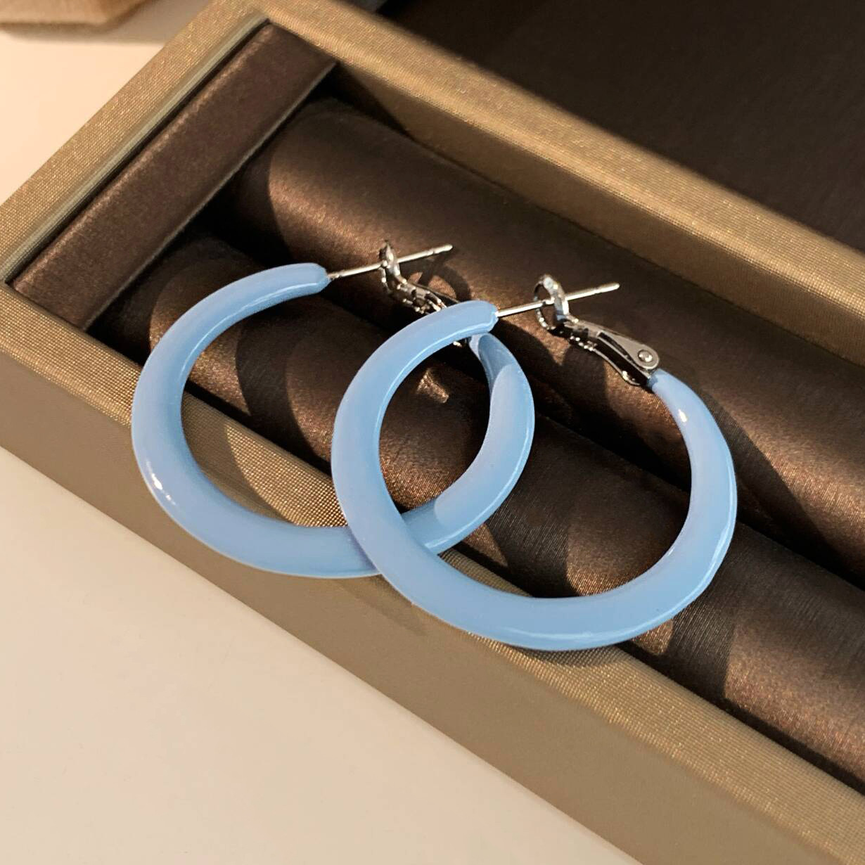 足银珐琅耳饰 欧美夸张大耳圈耳环2025新款轻奢小众设计高级感