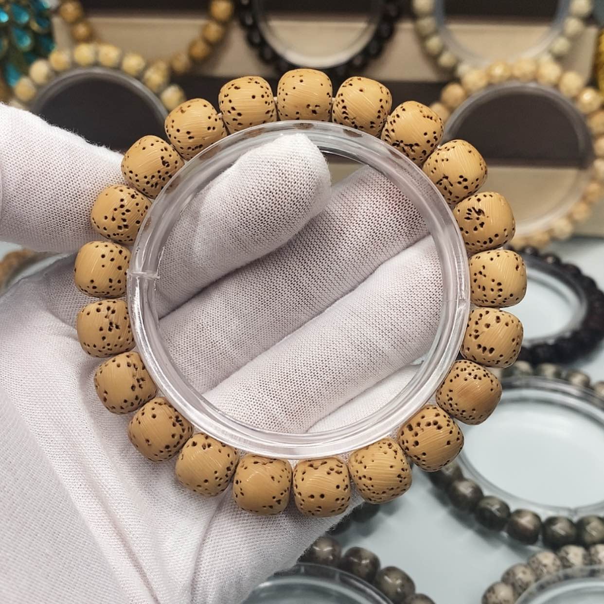 【闪购商品】星月菩提手串一物一图原生态同枝顺白半壁拉丝镂空