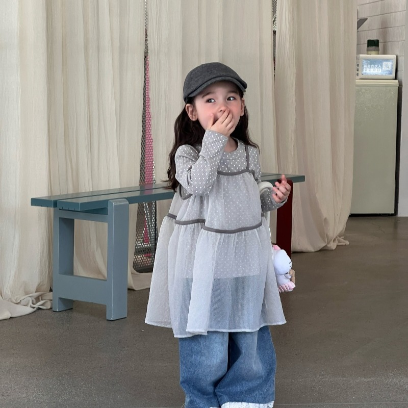 秋季新品 女童小圆点吊带裙两件套装25Q656