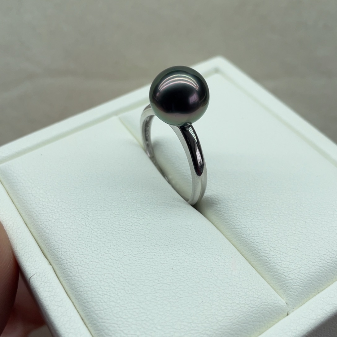 海水珍珠戒指银S925镶嵌10-11m m