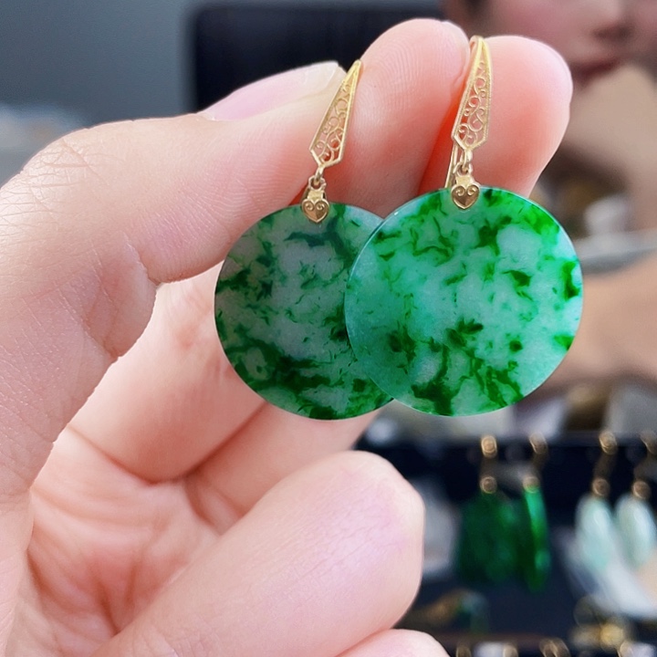 翡翠耳饰18K金镶嵌饰品