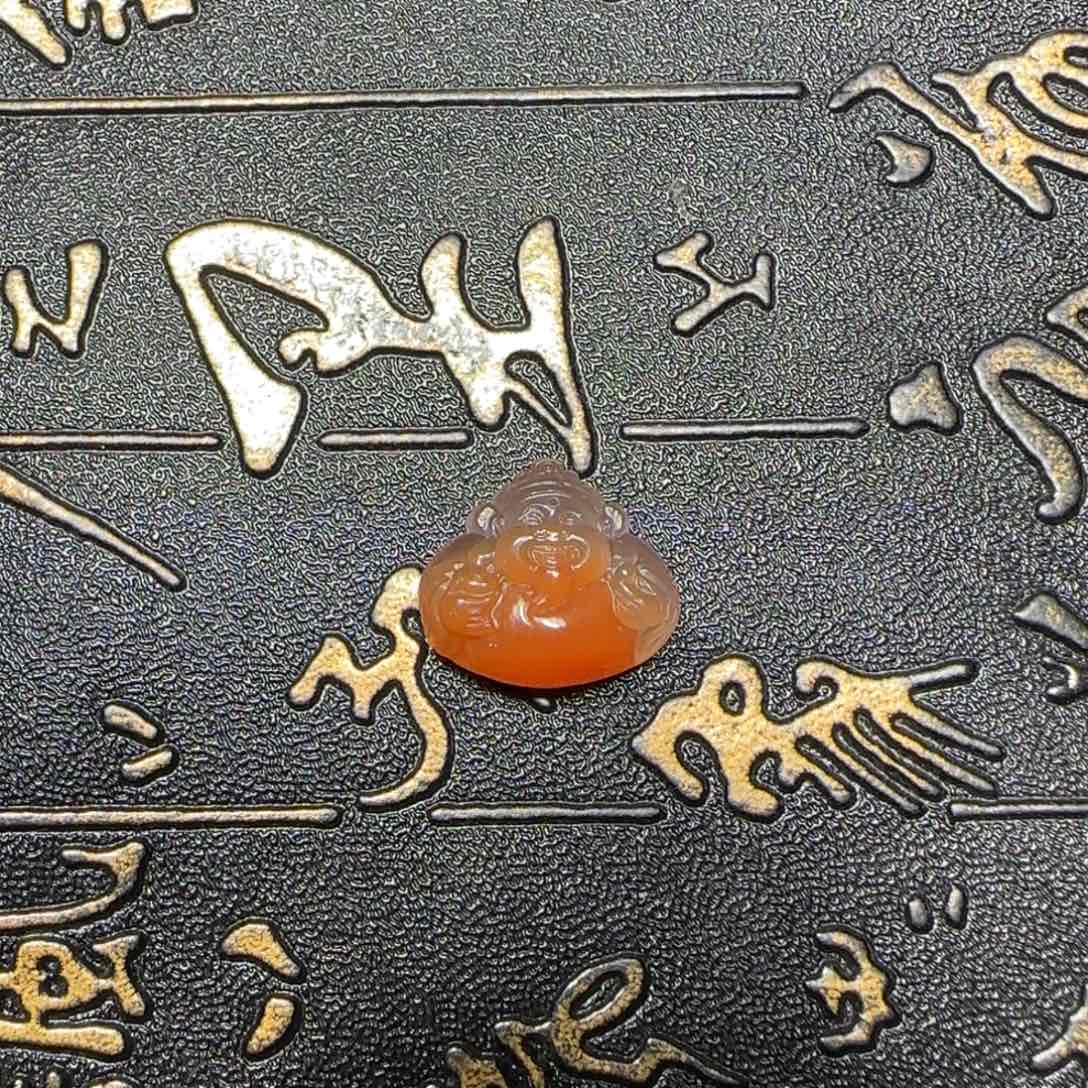 南红玛瑙未镶嵌滴水洞黄财神吊坠