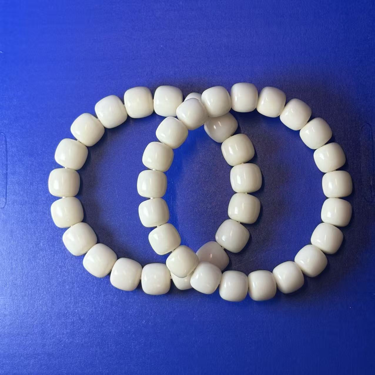  大尺寸原生态老型桶奶白色素圈菩提根男女手串
