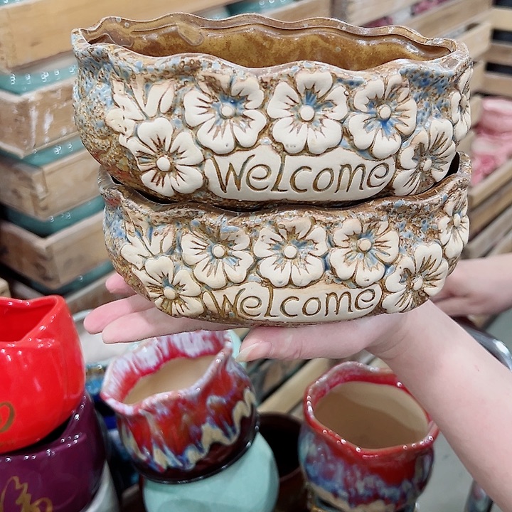 有孔.凑满10元发货多肉陶瓷花盆！