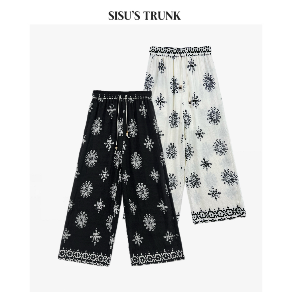 SISU 轻奢设计师款气质扎染印花宽松休闲裤