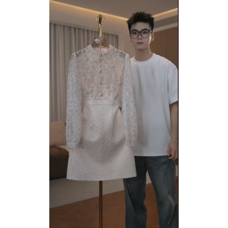 【蒂妮佳-现货】6882品牌女装高贵气质显瘦长袖连衣裙