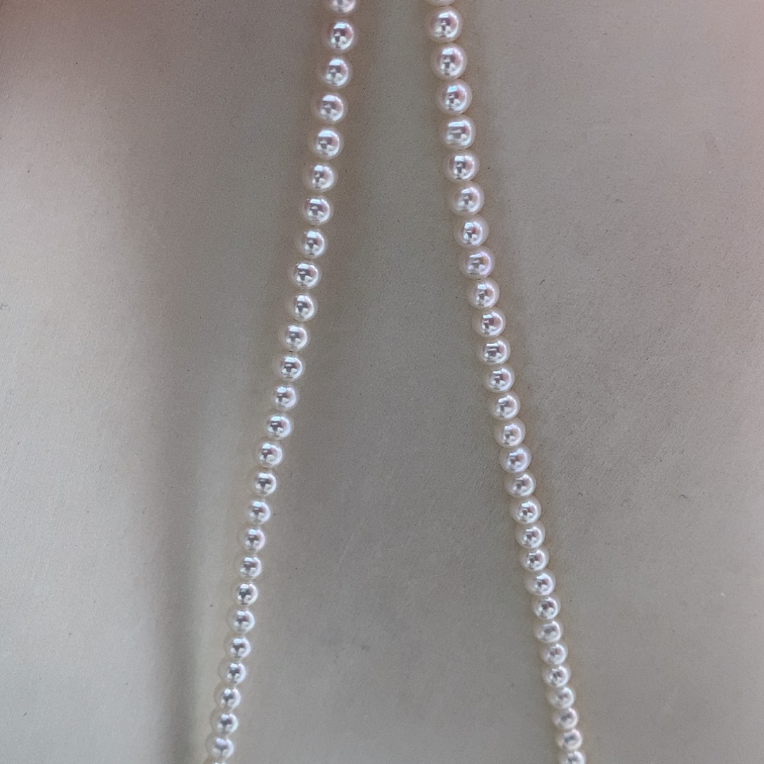 银S925镶嵌淡水珍珠颈饰3.5-4mm 