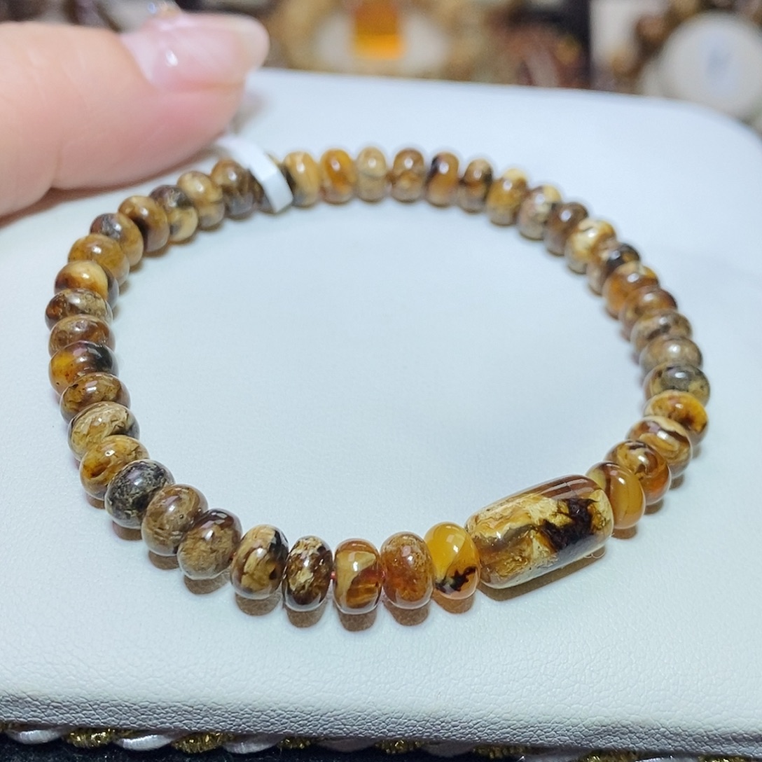 琥珀未镶嵌裸石花蜡6m