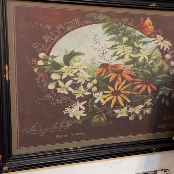 所***幸木40*56实木框挂画复古