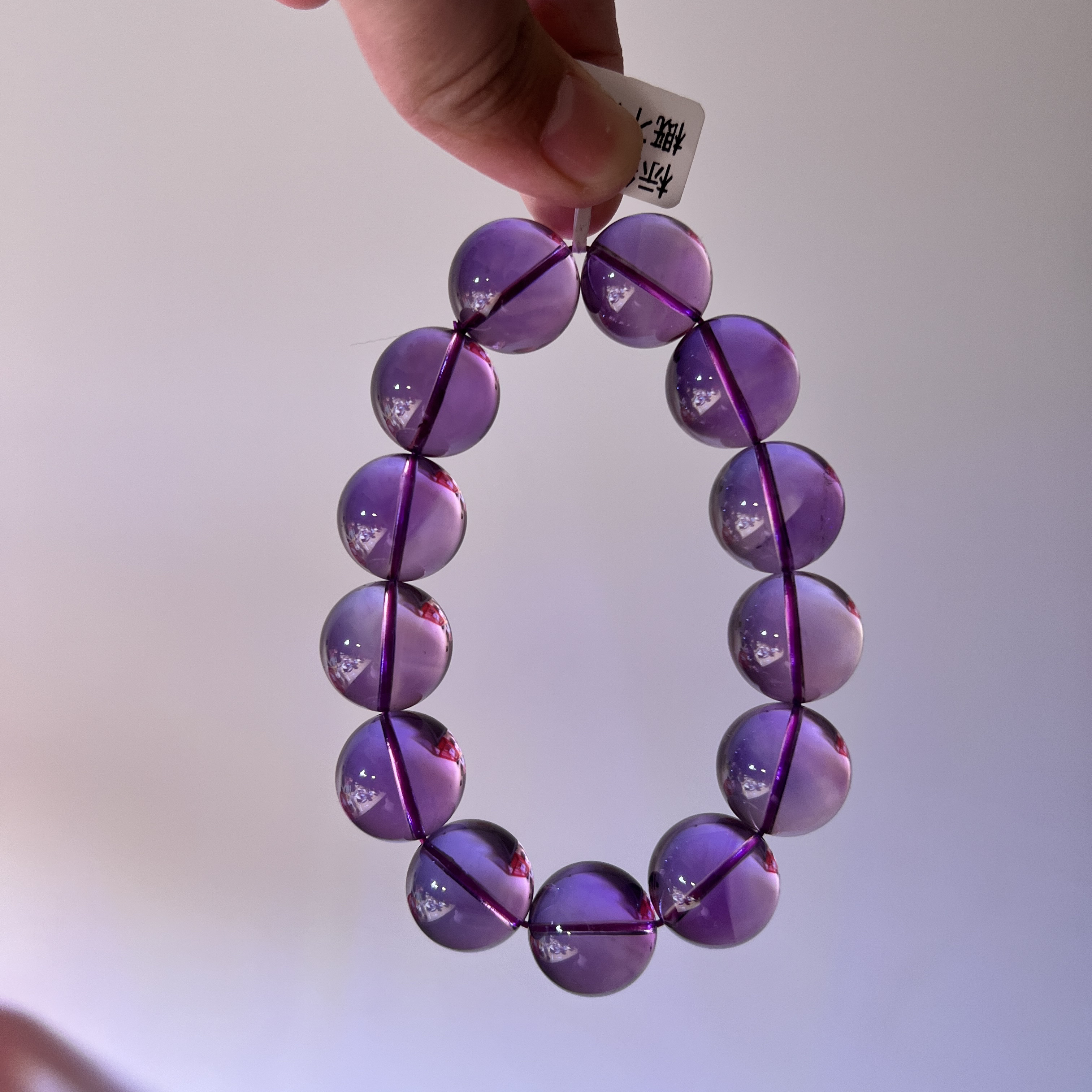 天然净体高品圆珠紫水晶手链素圈