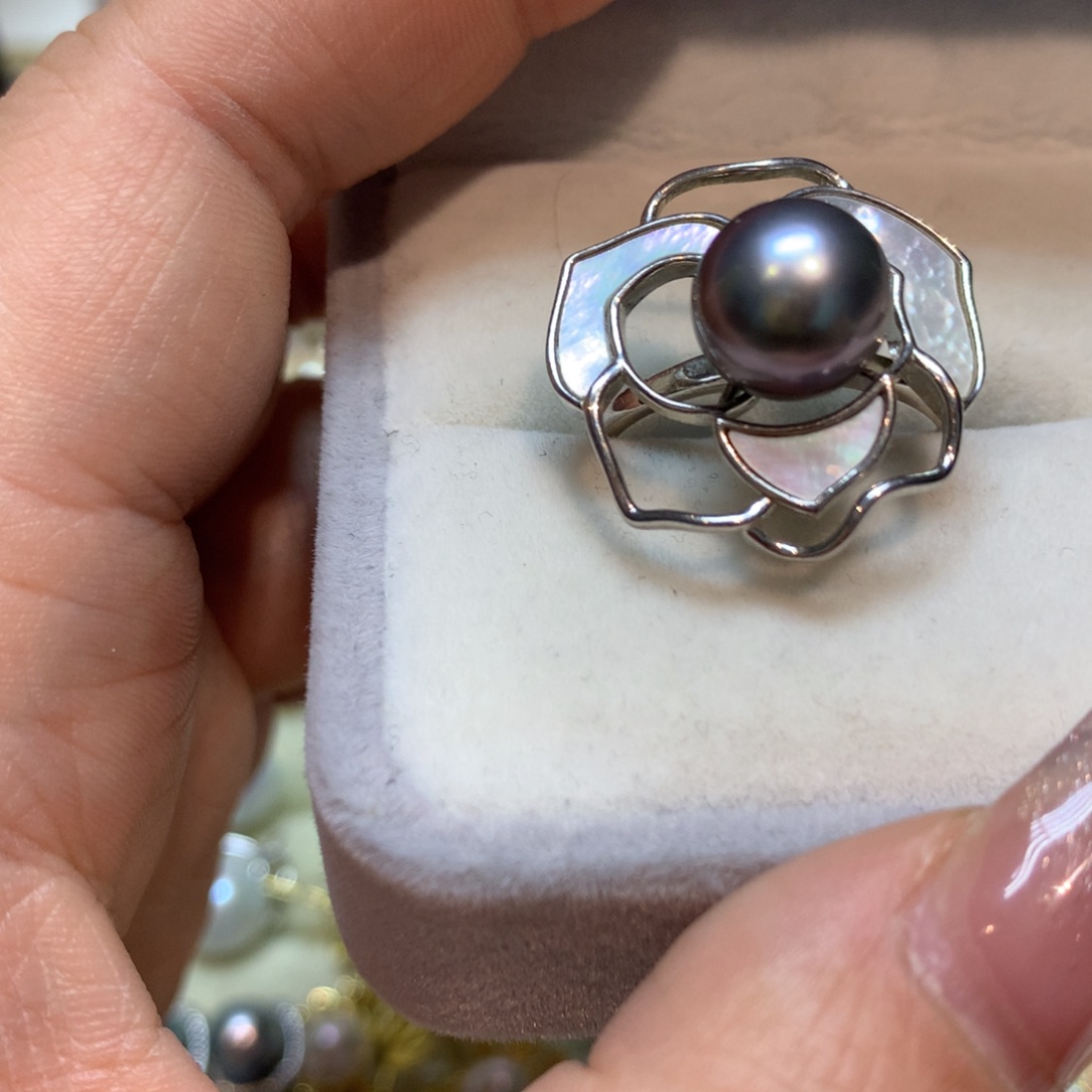 海水珍珠戒指银S925镶嵌