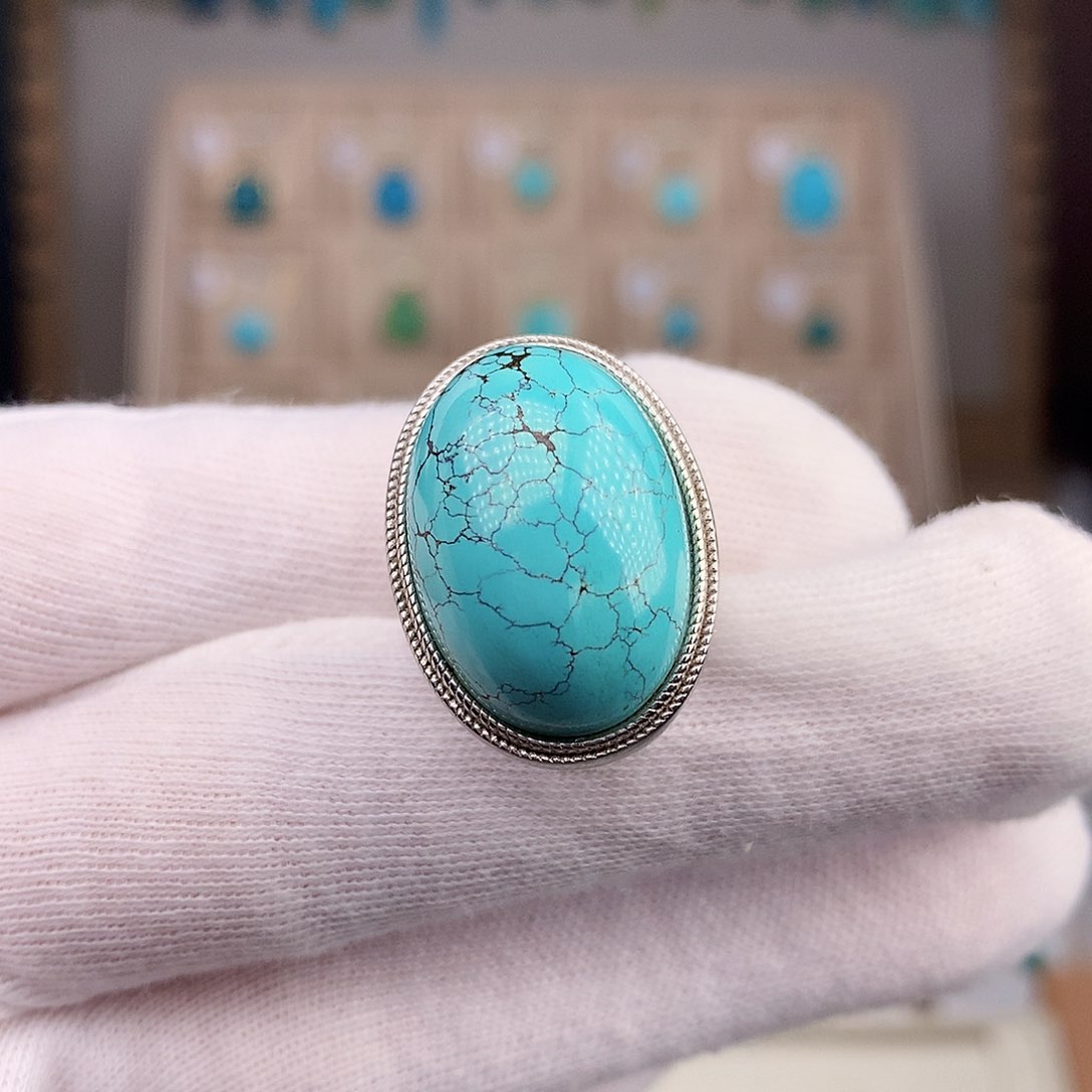 绿松石珠宝奇石银S925镶嵌