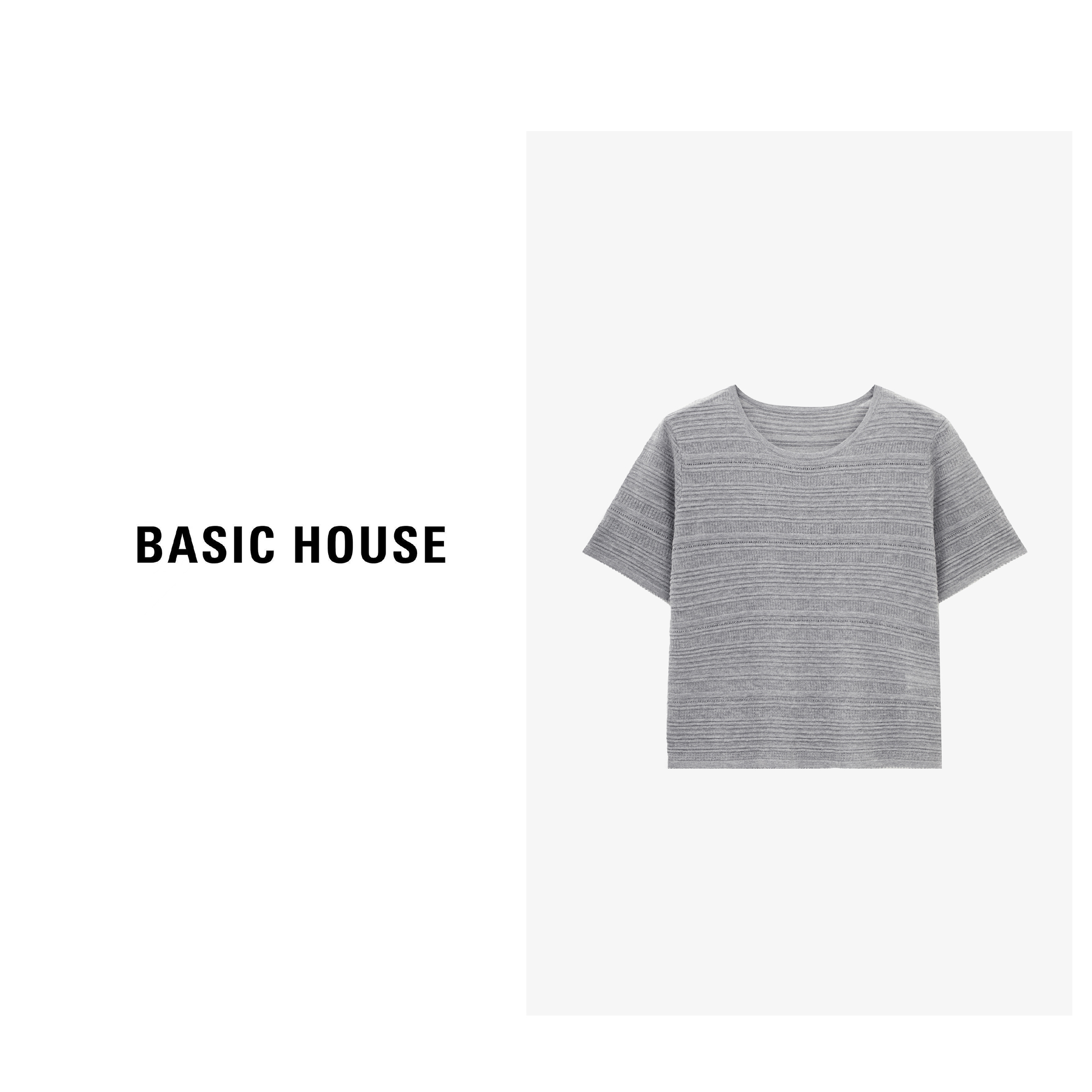 Basic House/百家好夏季简约宽松舒适百搭休闲针织衫B0625B5Q742