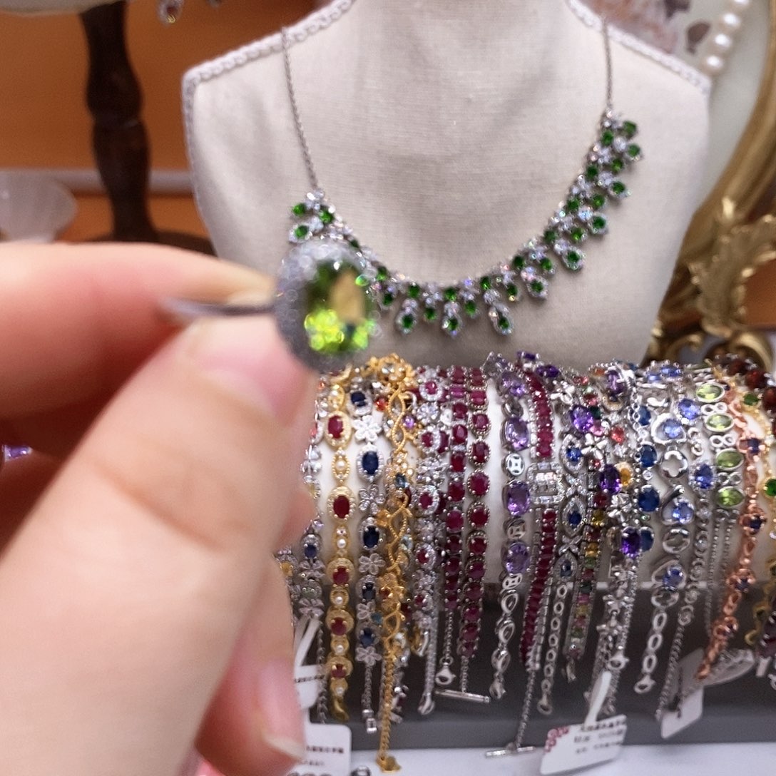 橄榄石戒指银S925镶嵌敏*