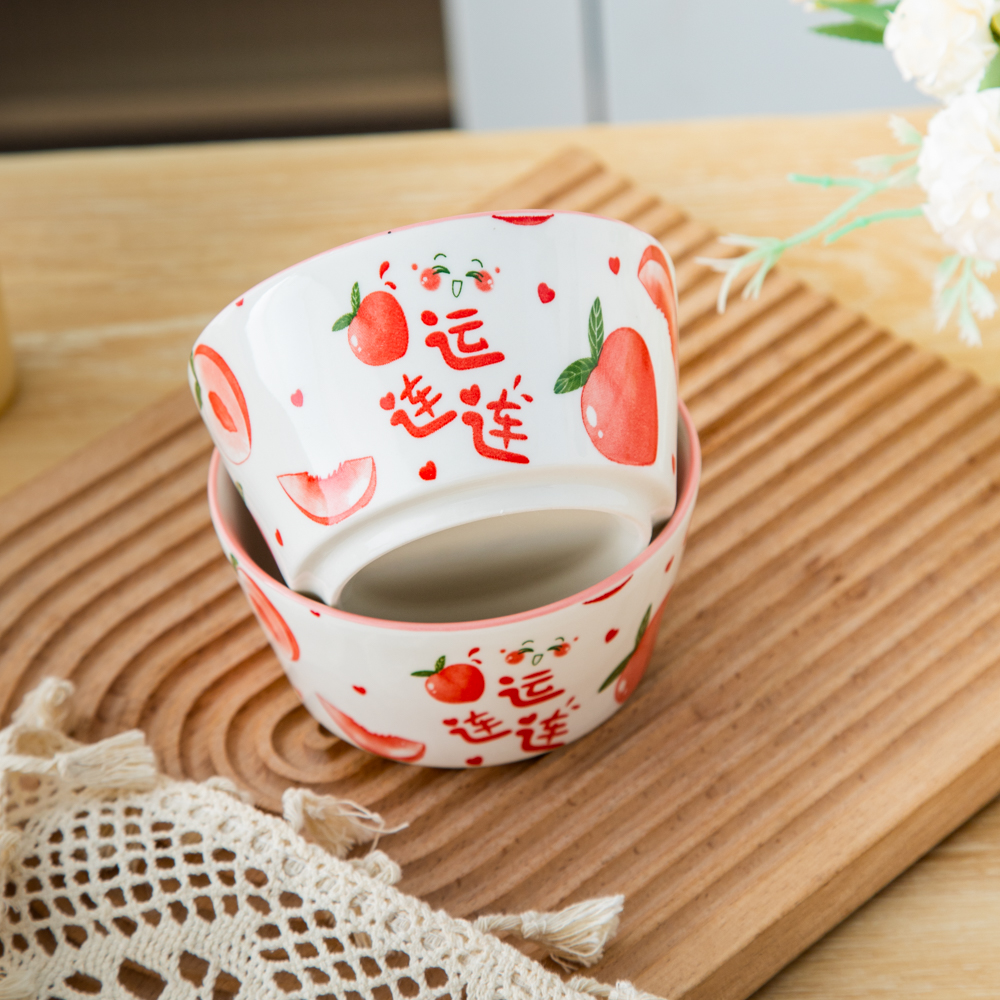 桃运连连4.5英寸大肚碗(4个装)