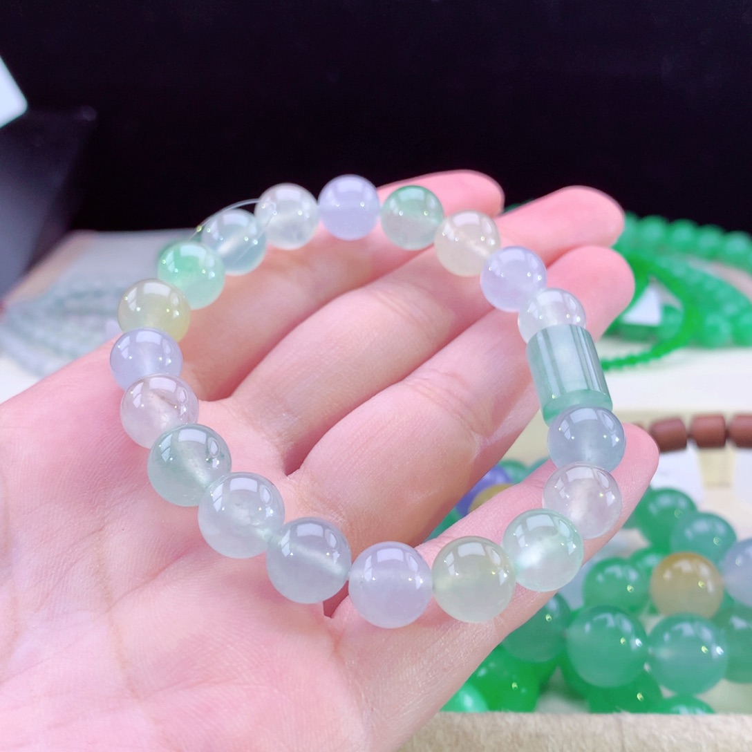 翡翠手链未镶嵌马卡龙卡9