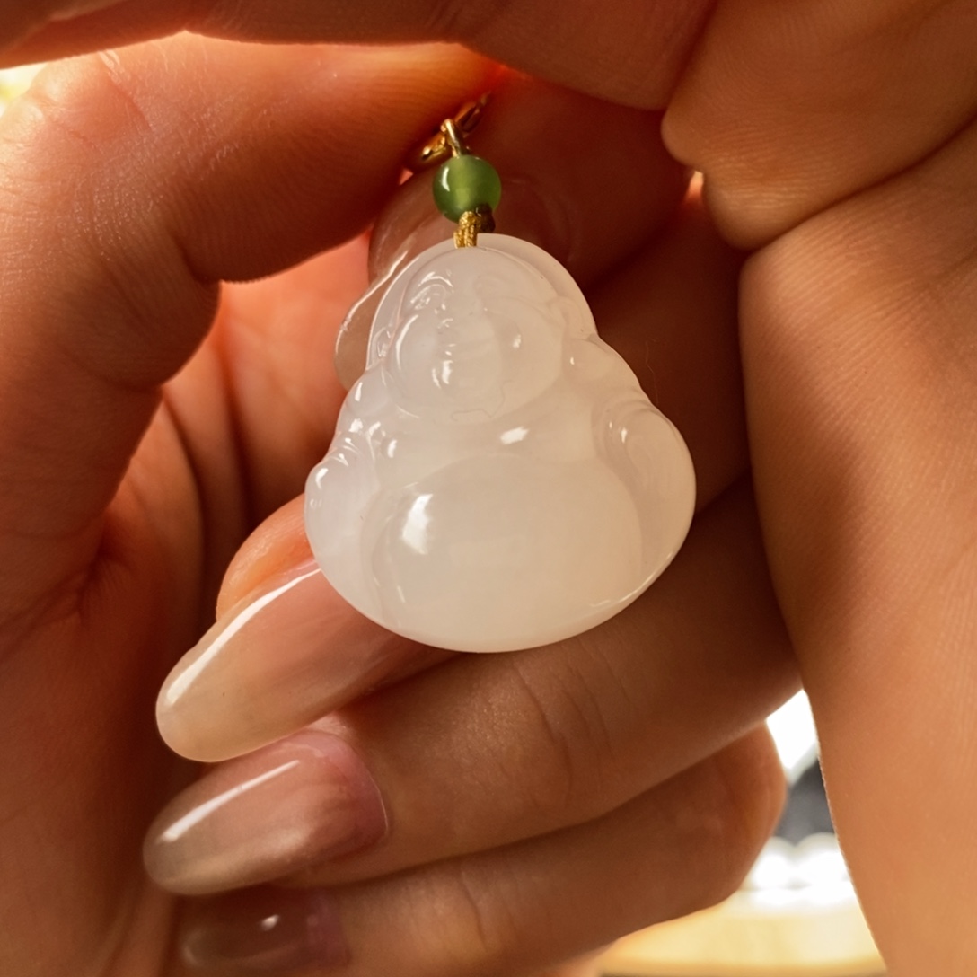 和田玉未镶嵌吊坠(不含链)白冰佛公