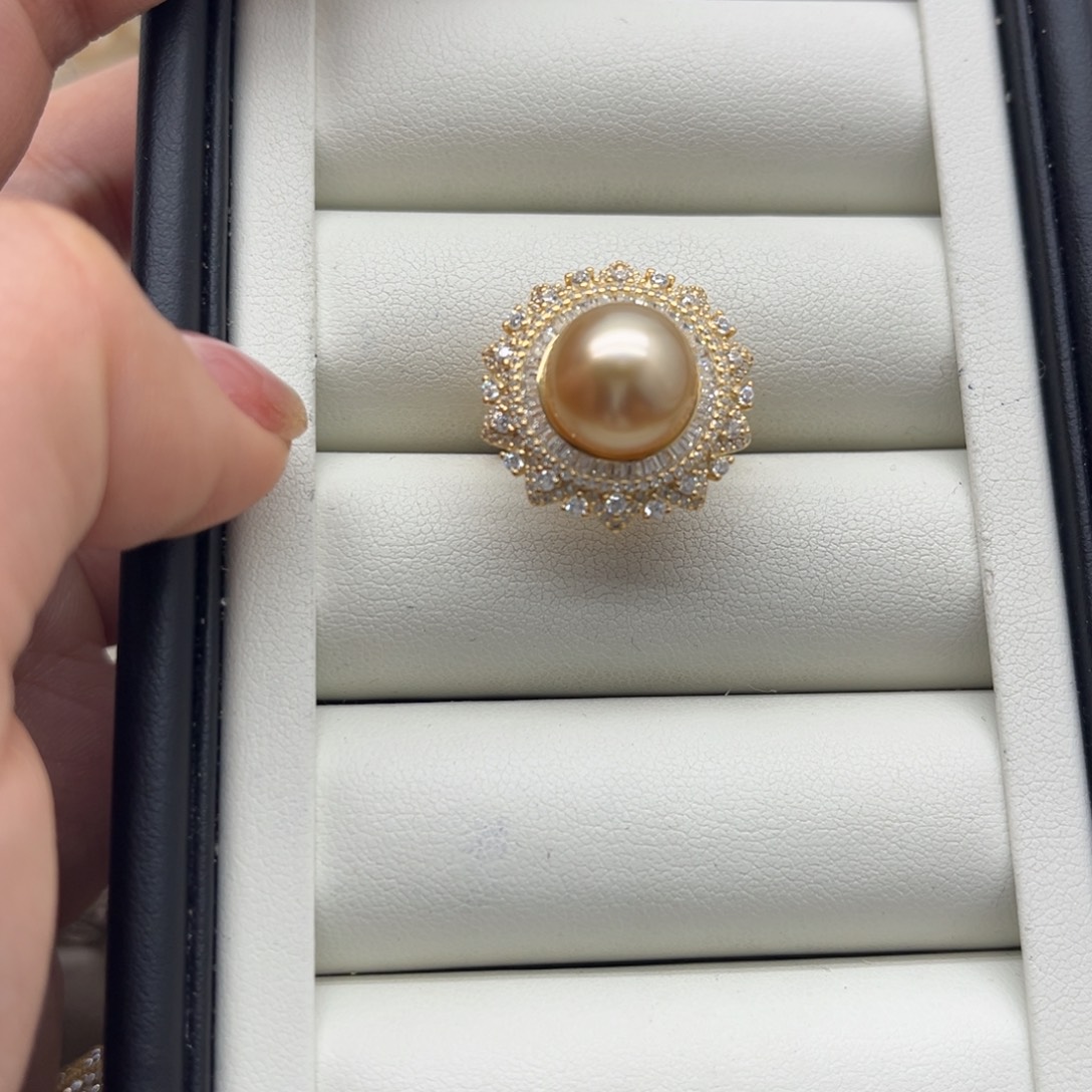 银S925镶嵌海水珍珠戒指