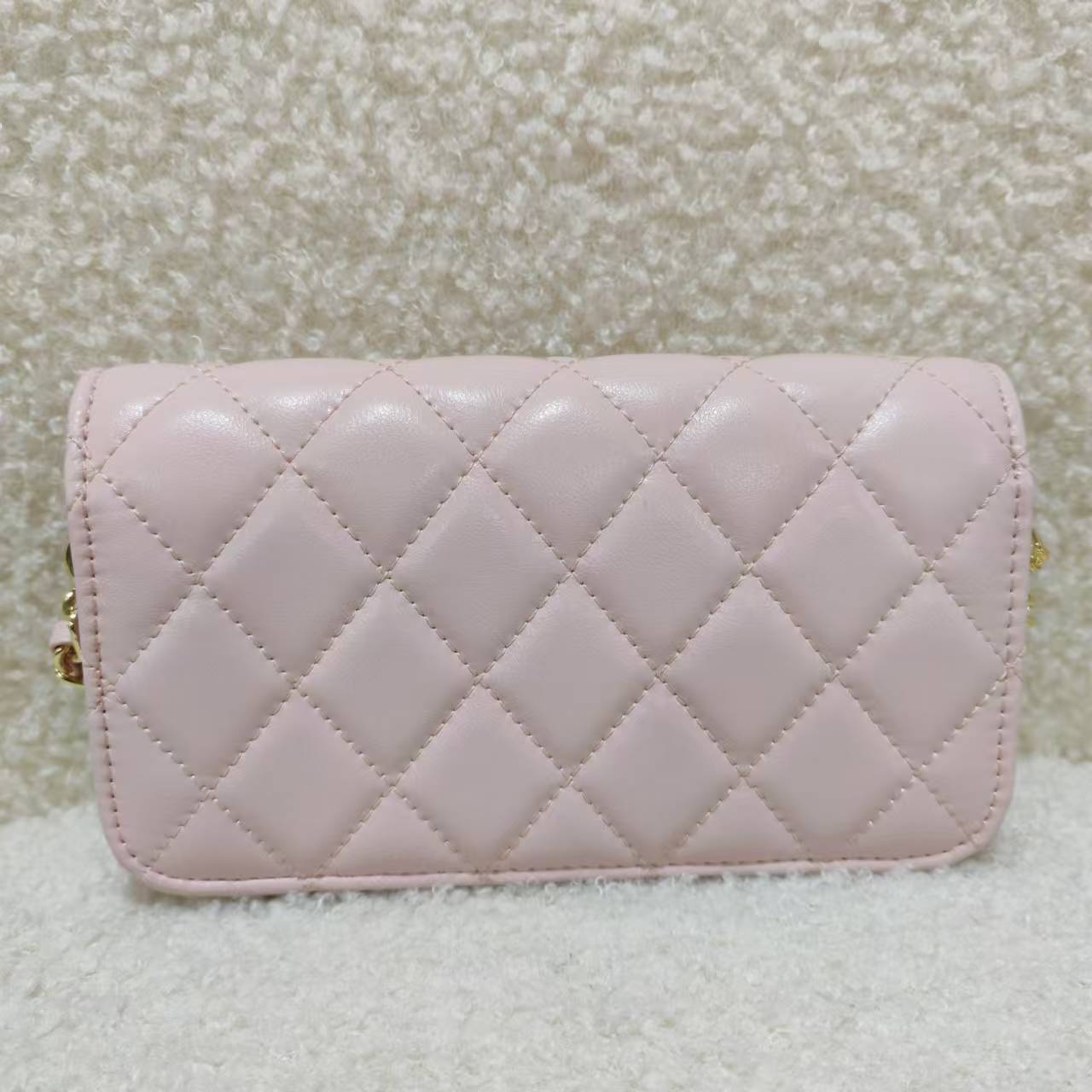 Laugh Queen无手工打造女士包手拎钱包粉色17cm大珠链条