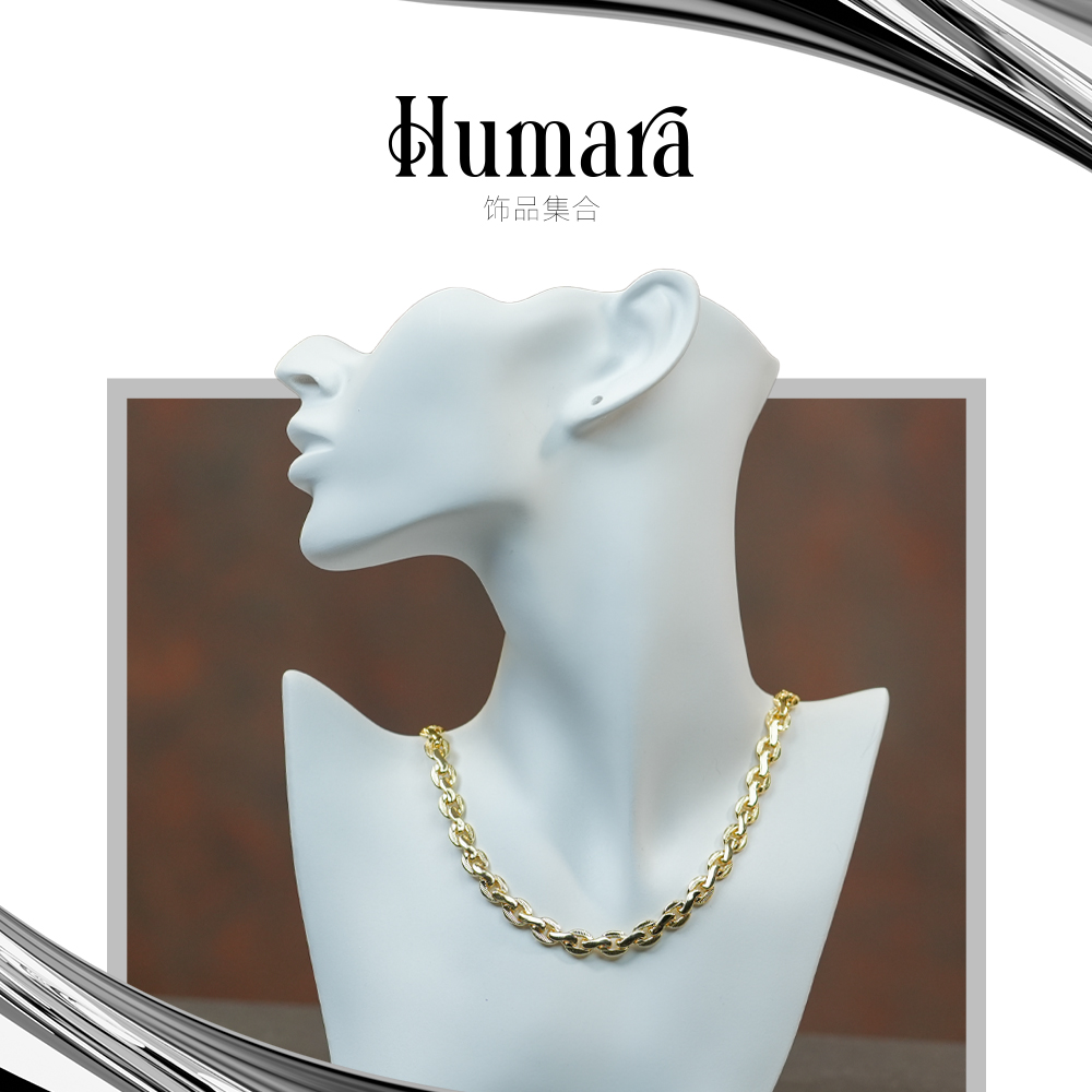 铜合金锆石项链 Humara轻奢独特高级感绿金色项链系列