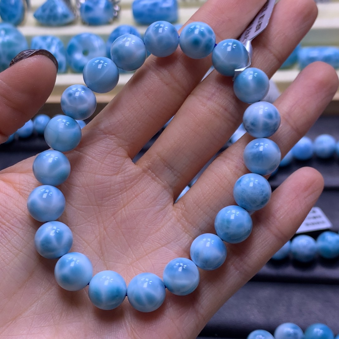 针钠钙石（海纹石）未镶嵌手链精品10mm手串色差略异