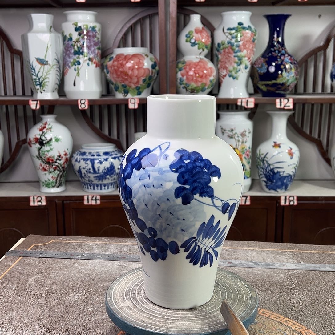 摆件陶景德镇陶瓷直青紫