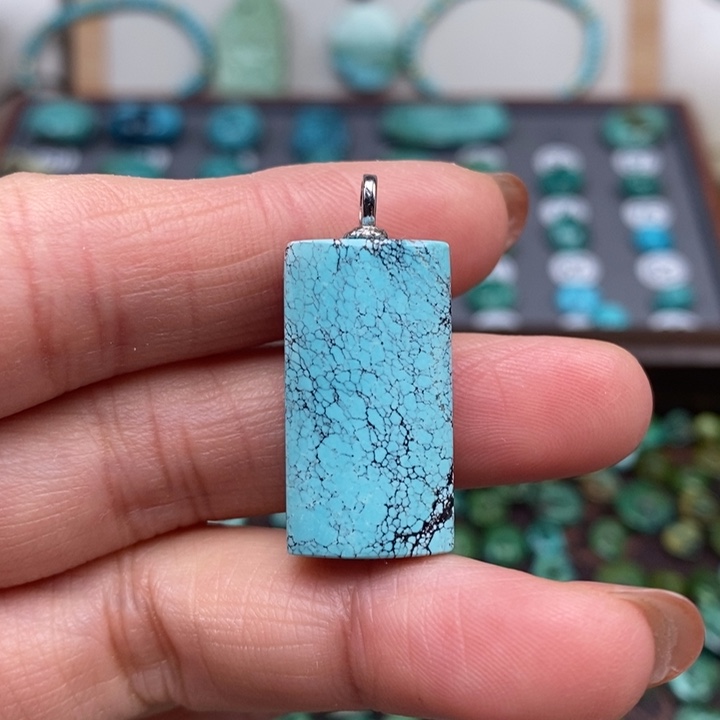 绿松石银S925镶嵌挂件