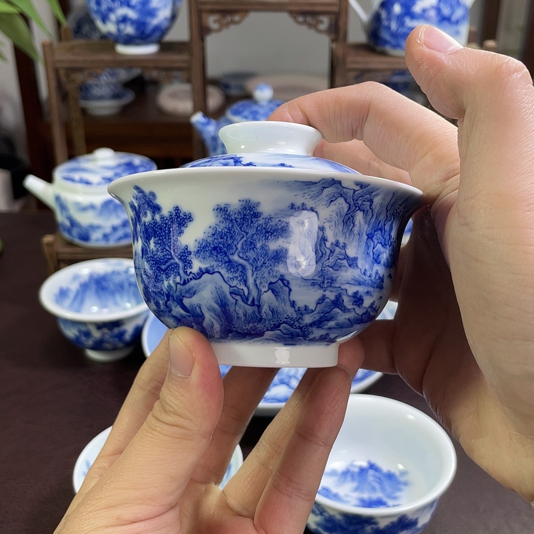 南***喃陶纯手工手绘重工山水