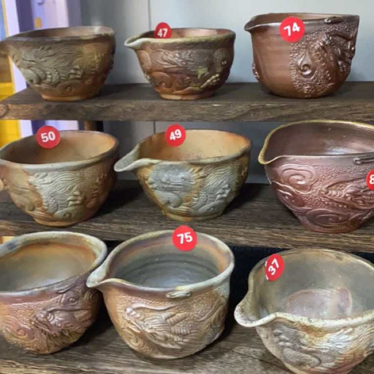 备前雕刻龙纹公道杯家用茶具陶瓷随机发