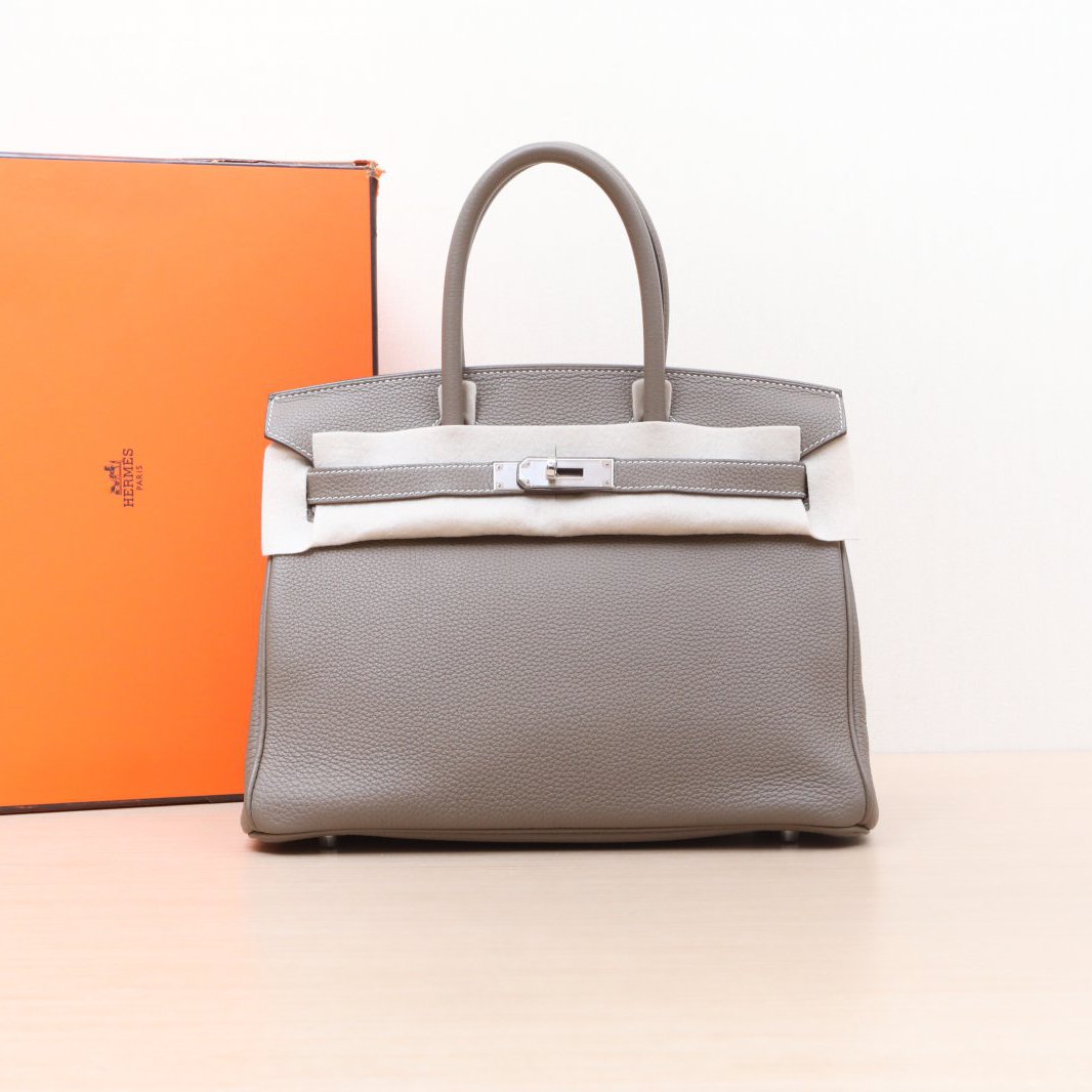 95新 Hermes/爱马仕 小花攀攀Birkin 30 大象灰 Togo皮 C刻 银扣