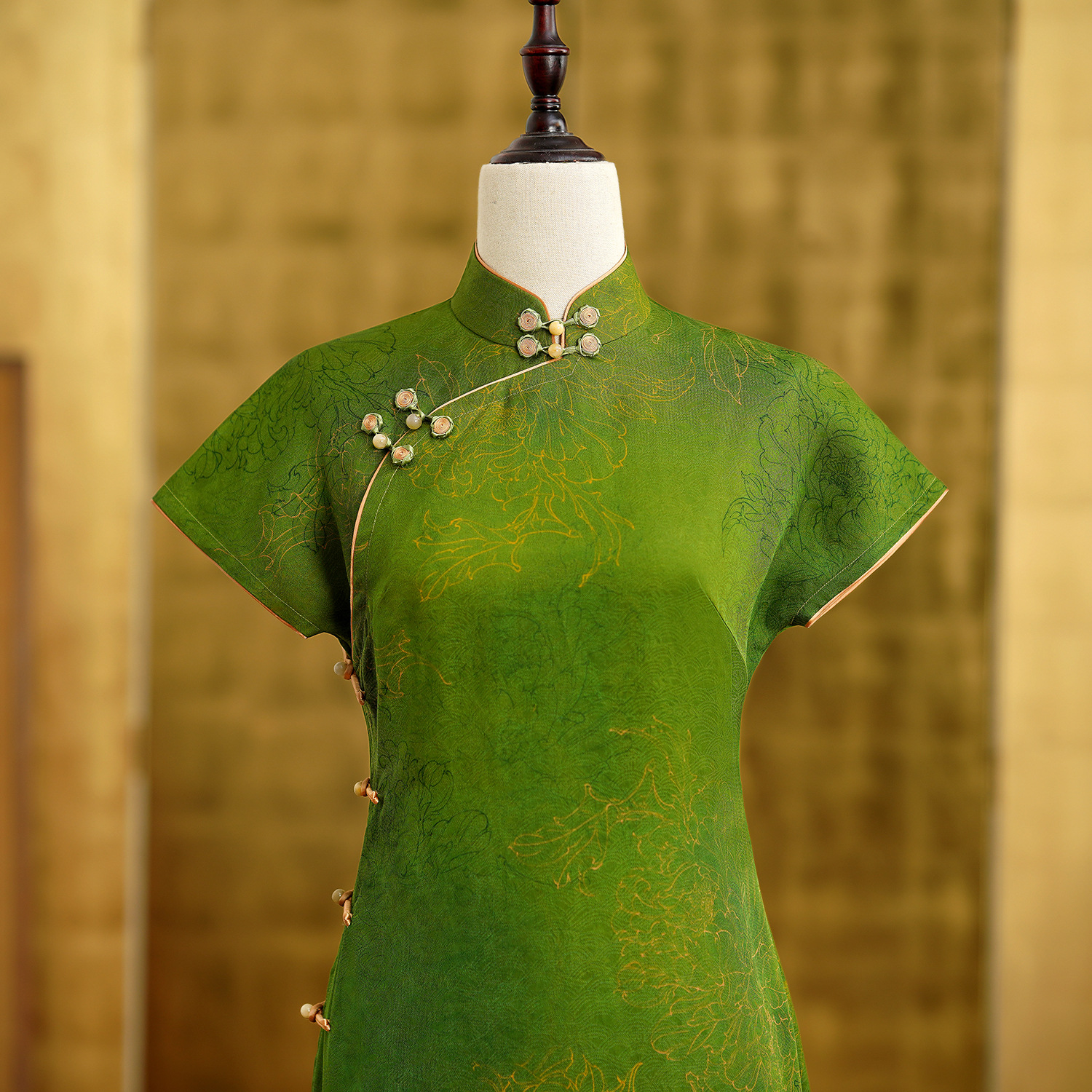 香云纱旗袍桑蚕丝中式复古提花少女旗袍优雅设计师夏季长款日常