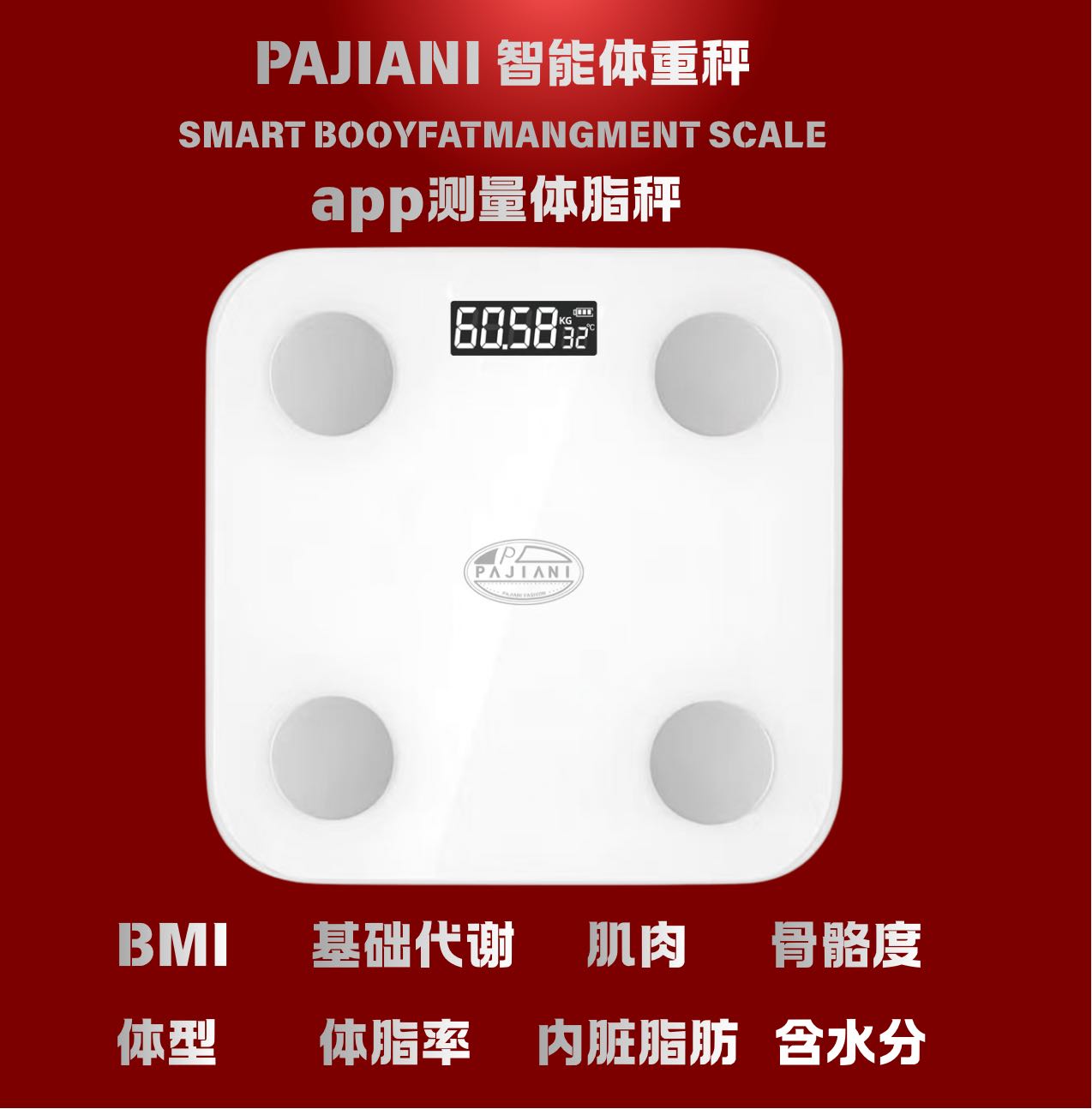 PAJIANI帕加尼智能体脂管理秤体重秤蓝牙家用YZ