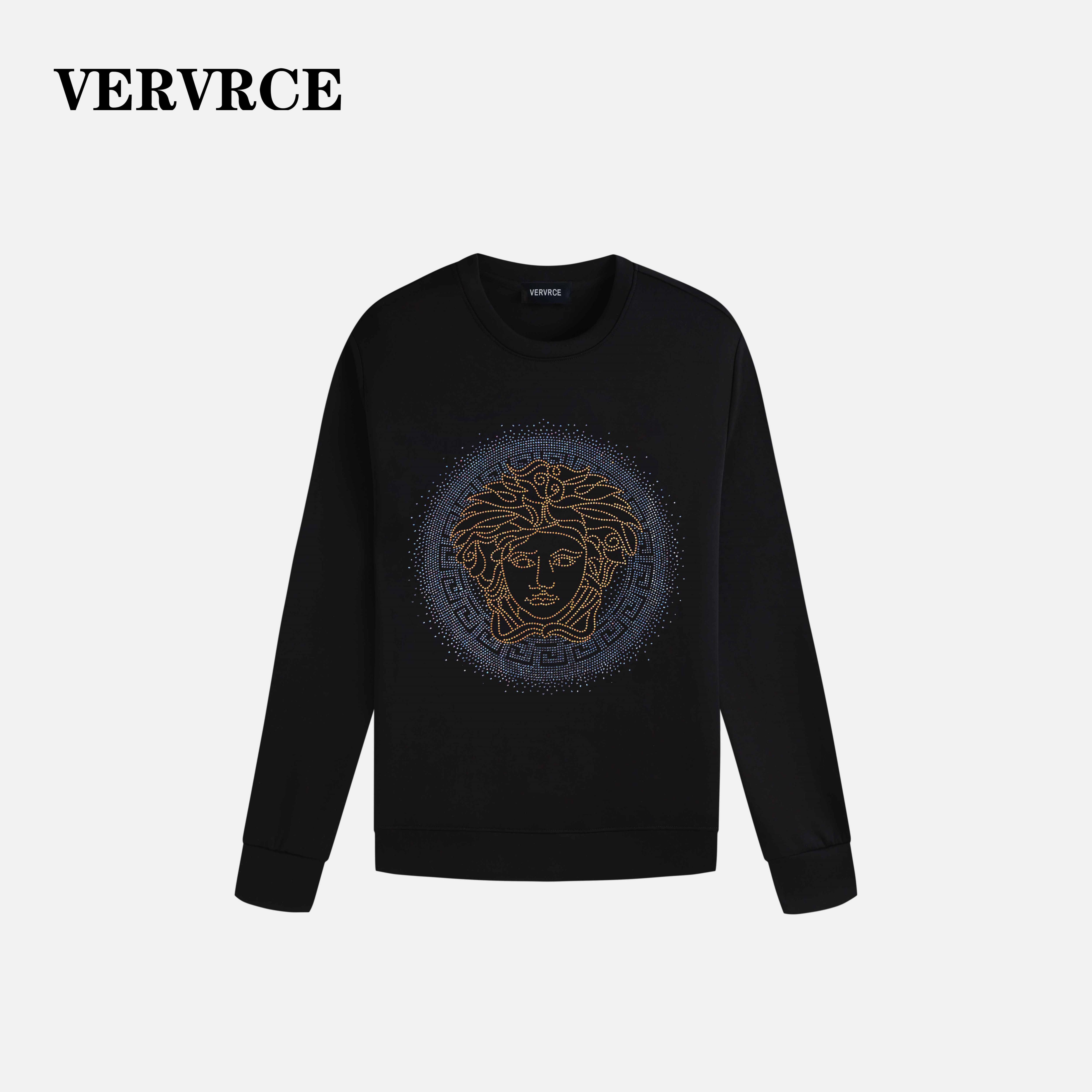 VERVRCE/Boutique秋季烫钻男士卫衣舒适高级感圆领经典