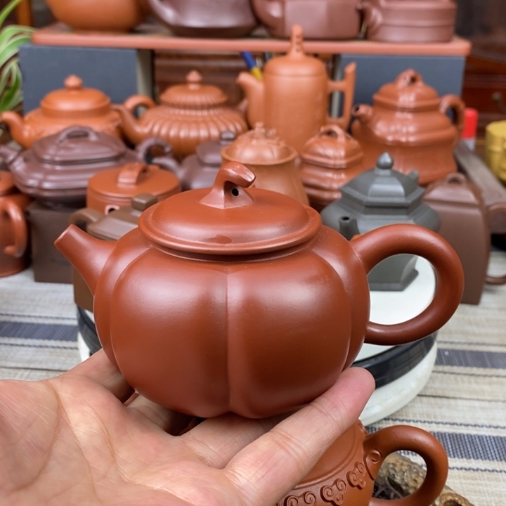 紫砂茶壶南瓜260cc原矿朱泥特价