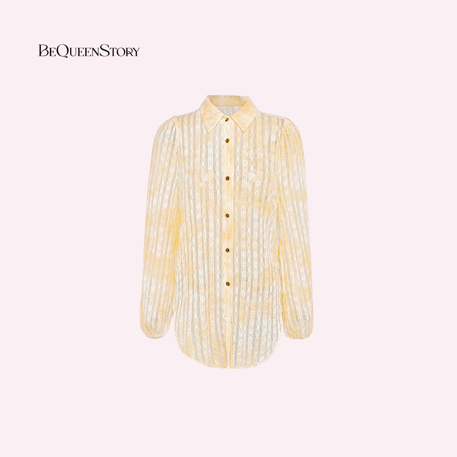 BeQueenStory【 茉莉仙贝】蝴蝶装饰防晒开衫蕾丝扎染长袖衬衫