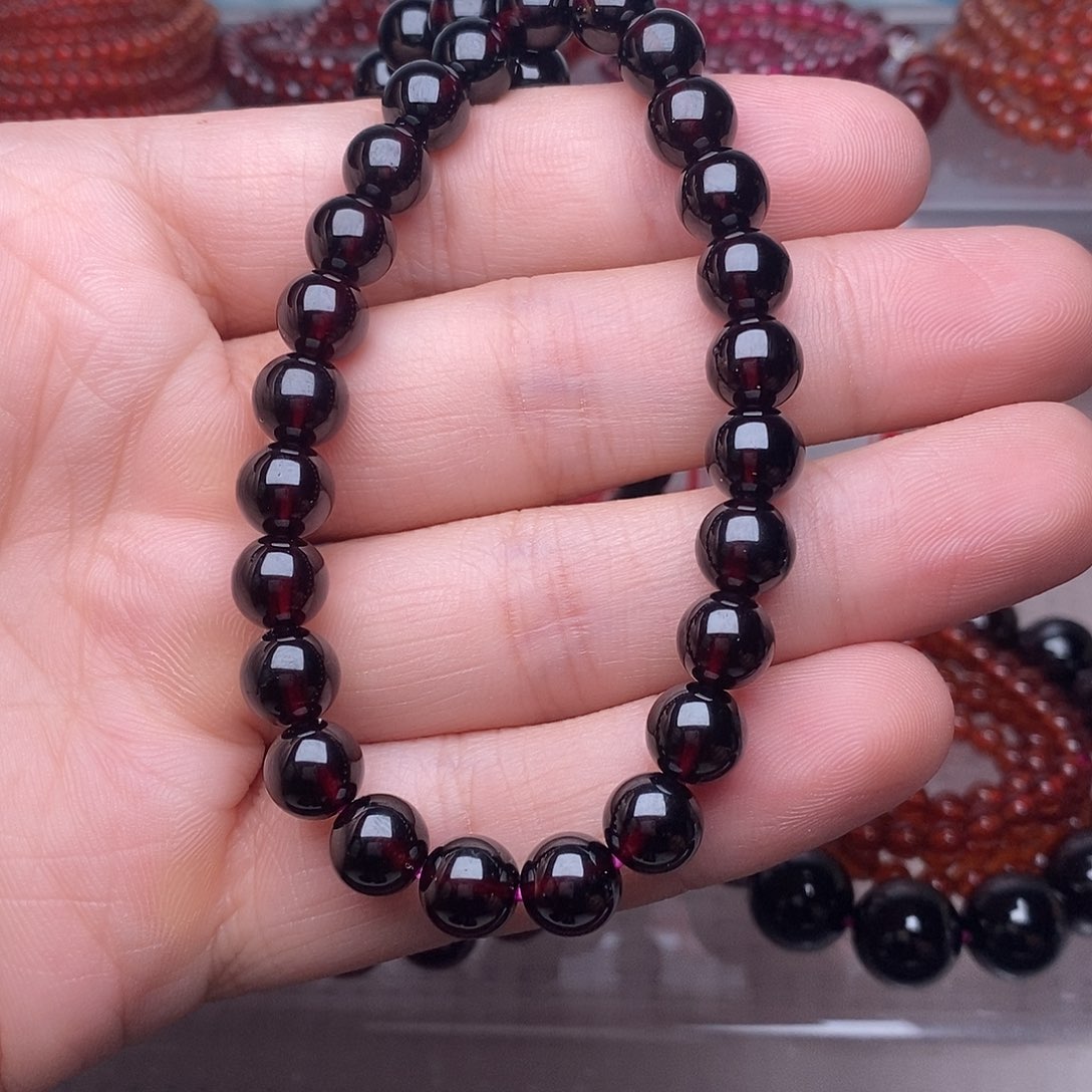 未镶嵌手链石榴石卡7.8高品质酒红单圈