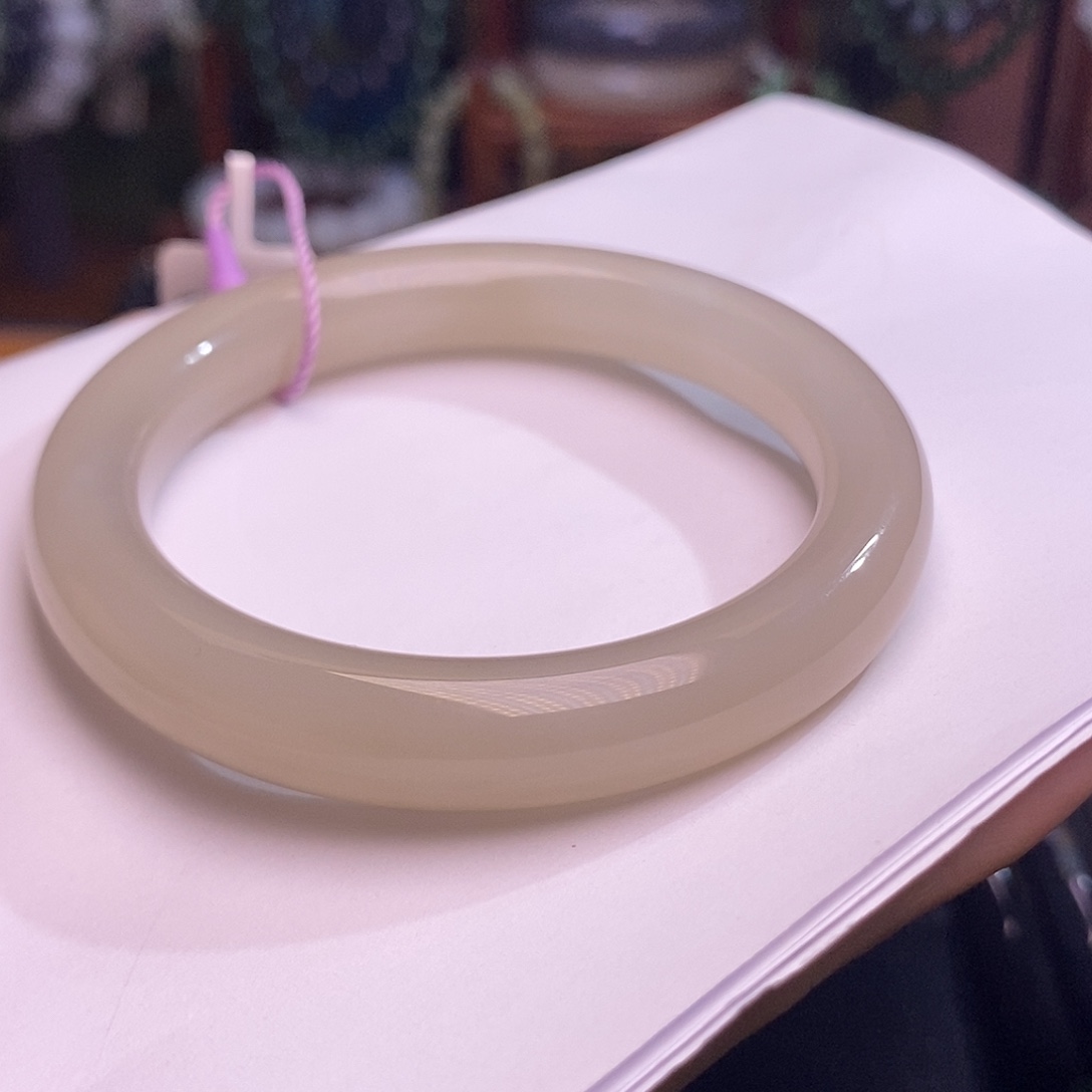 和田玉未镶嵌颈饰55.4 熟藕粉脂膏级藕白手镯