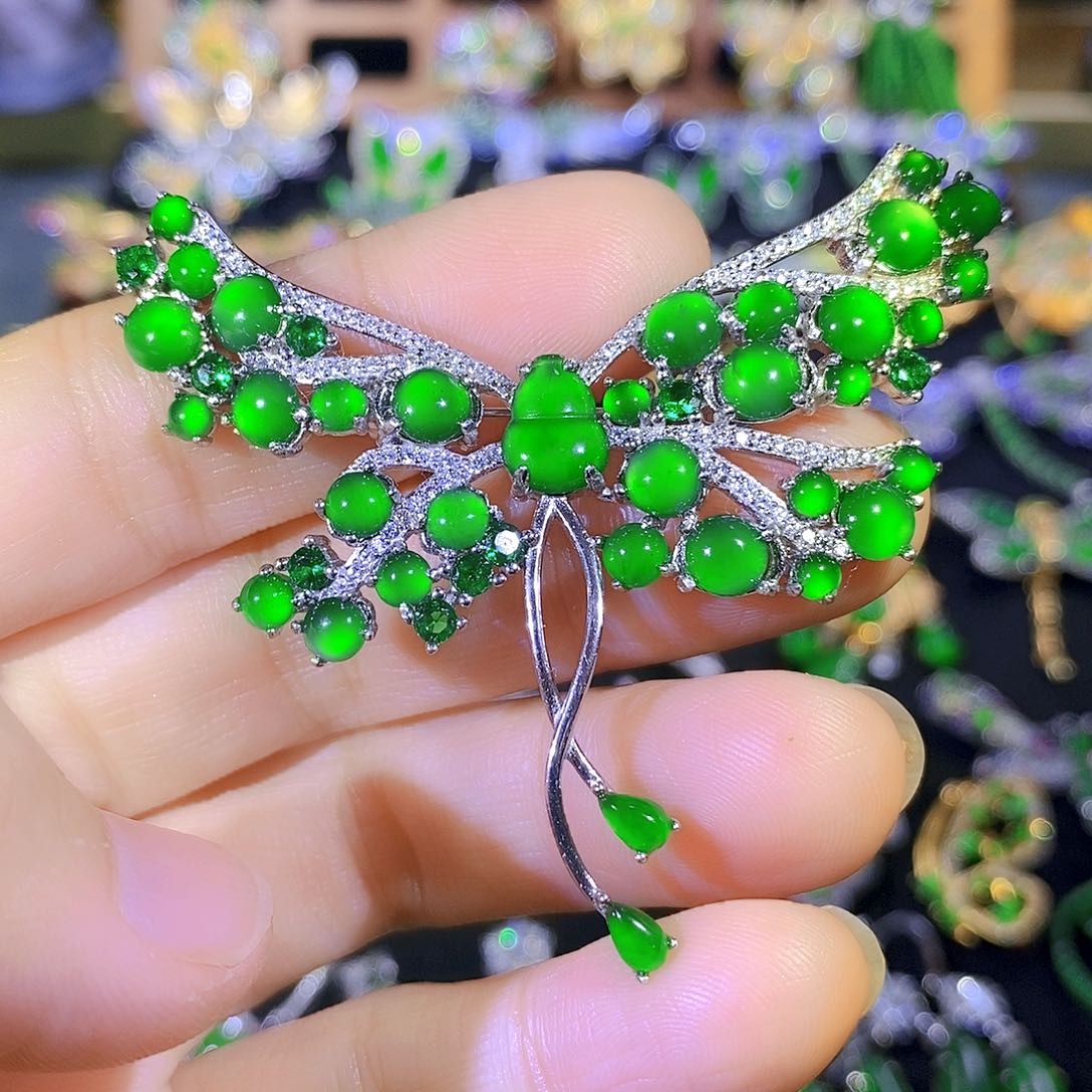 吊坠(不含链)银S925镶嵌翡翠