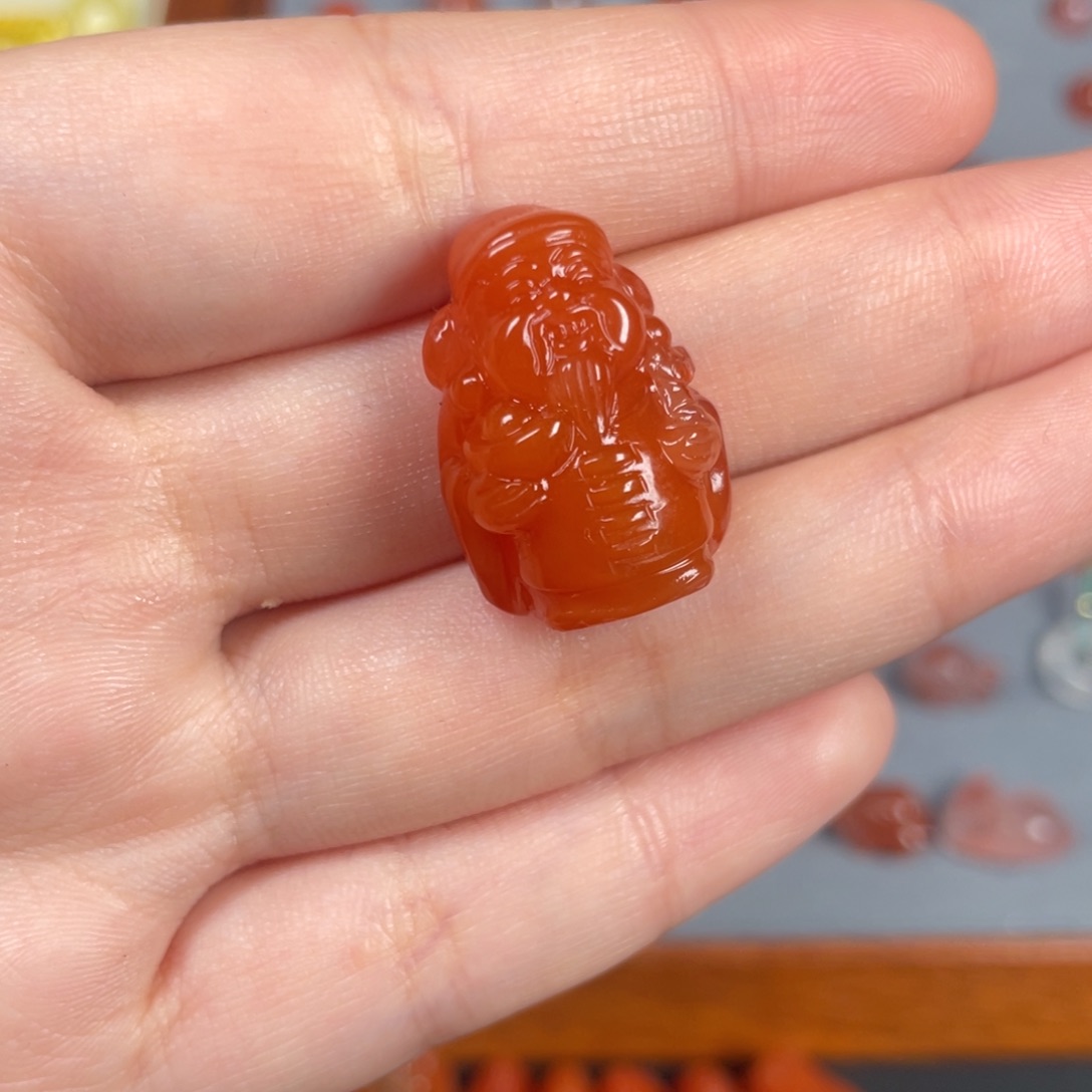 南红玛瑙财神爷吊坠未镶嵌@*