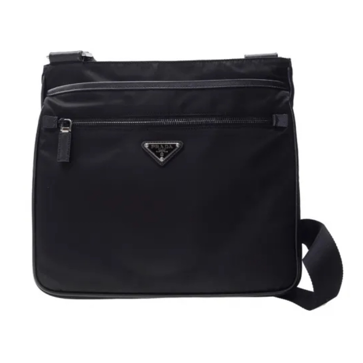 95新 Prada/普拉达 8317黑色尼龙双兜邮差包斜挎包