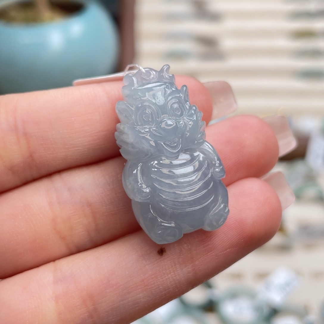 翡翠未镶嵌吊坠(不含链)a06雾霾蓝小胖龙