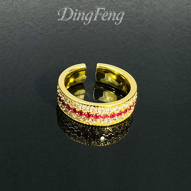 铜合金戒指 锆石镶嵌开口红舞裙戒指