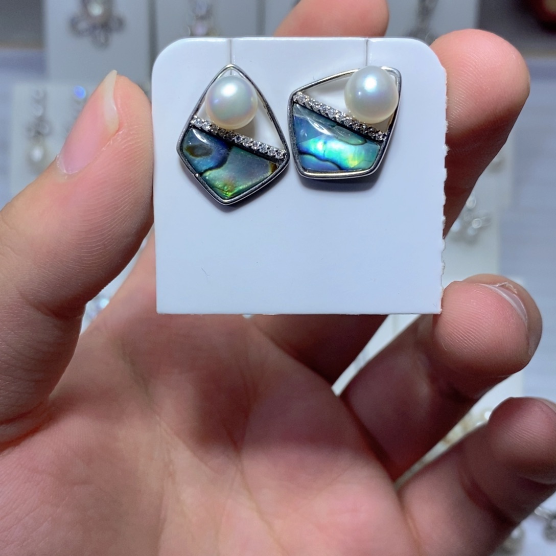 淡水珍珠耳饰银S925镶嵌