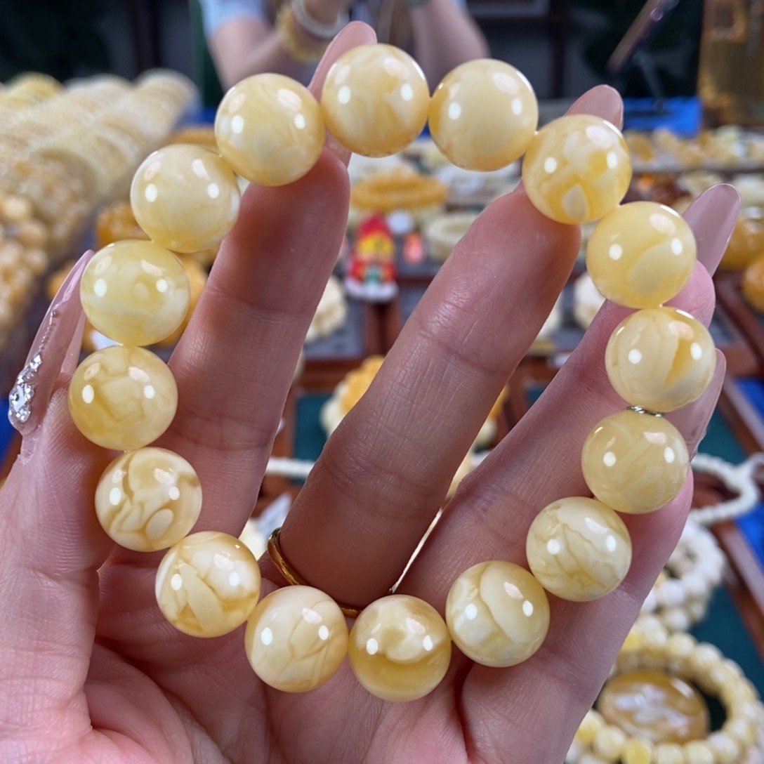 未镶嵌琥珀珠宝奇石13圆珠手串20,5