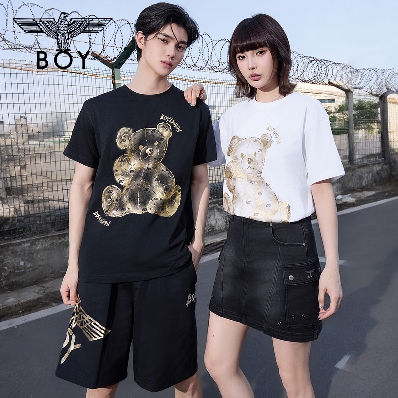 【小熊出没】BOYLONDON夏季短袖情侣款小熊宽松百搭欧若风T恤N01019